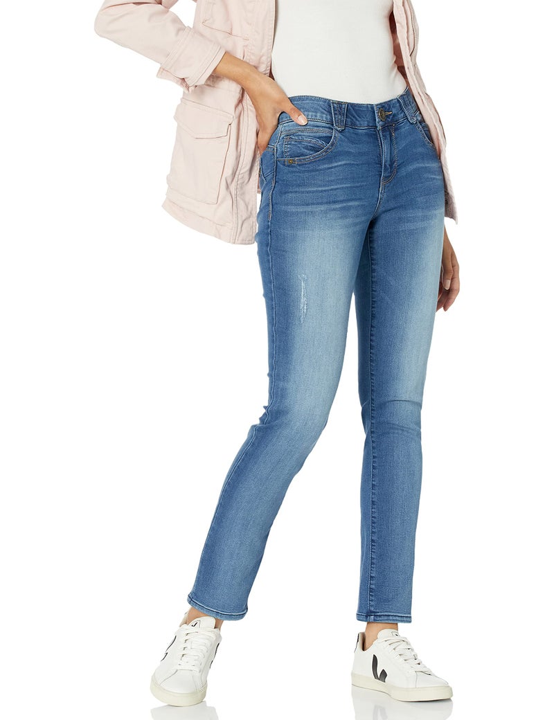 Democracy womens Petite "Ab"solution Straight Leg Jeans, Blue, 16 Petite US - Image 1